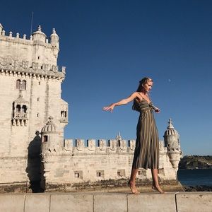 Striped tie front jumpsuit